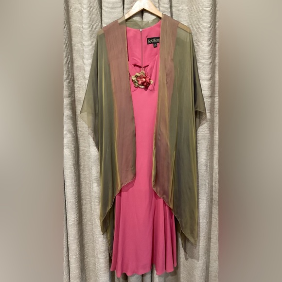 Karen Kane A Line Rose Dress w/Bronze Shawl, Size 8 - Picture 1 of 13